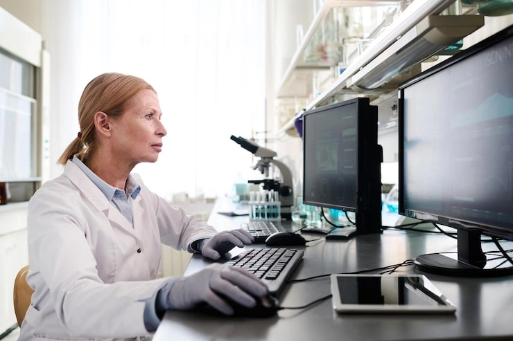 a scientist using computer