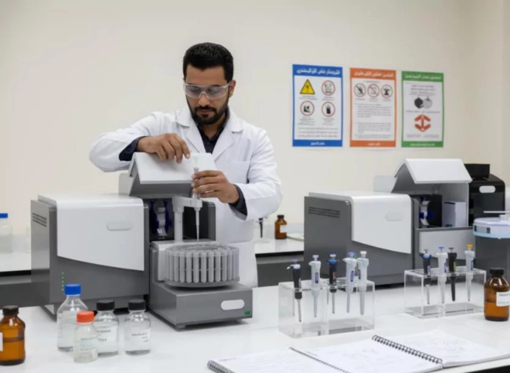 a staff member is conducting experiments